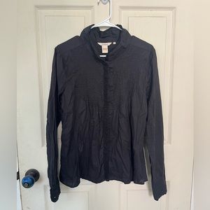 Sundance Black Long Sleeve Button Pleated Flowy Medium dark romantic whimsical